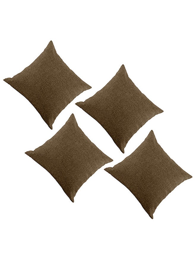 In-House Set of 4 Pieces Square Linen Decorative Cushion with Solid Design and Elegant Colors  - Image 3