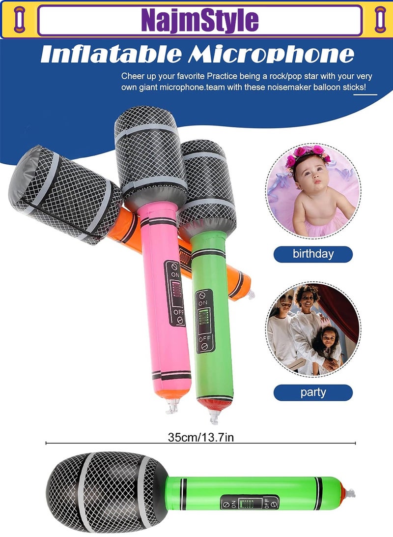 NajmStyle 6 PCS Inflatable Microphone, Blow up Microphone, Inflatable Microphones for Parties, Inflatable party props,Star Party Supplies Christmas Birthday Party Gifts Stage Performance - Image 3