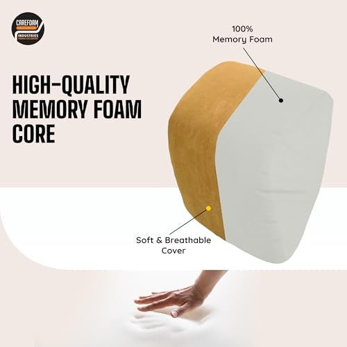 CareFoam Ultimate Memory Foam Car Neck Rest Pillow, Comfortable Rides, Superior Neck Support Cushion, Relieves Neck Pain, Tan Velvet Cover | 14 x11 x5 Inch | Small Pack of 1 - Image 3