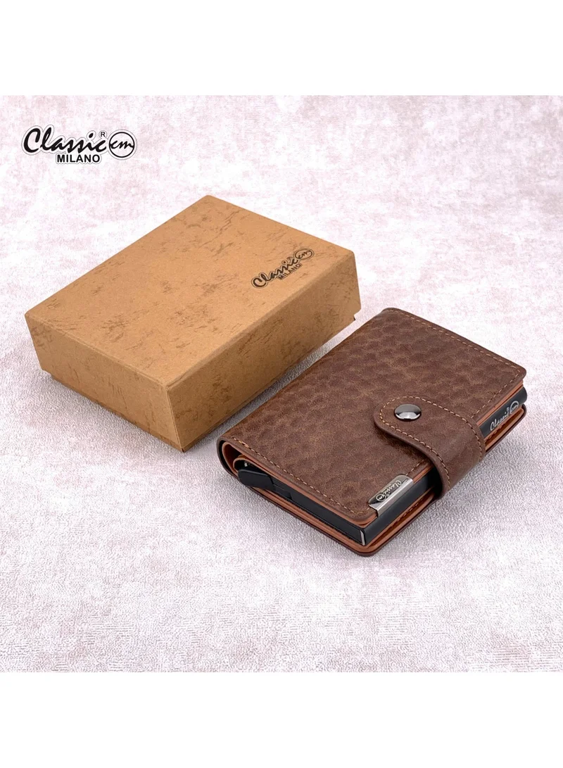 كلاسيك ميلانو محفظة Classic Milano من الجلد الصناعي مزودة بتقنية حجب RFID للرجال والنساء | حامل بطاقات بآلية إخراج تلقائية (Pop-Up) | محفظة لحفظ بطاقات الائتمان للرجال والنساء