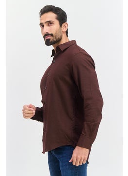 Van Heusen Men Regular Fit Microdot Print Long Sleeve Dress Shirt, Dark Brown  - Image 2