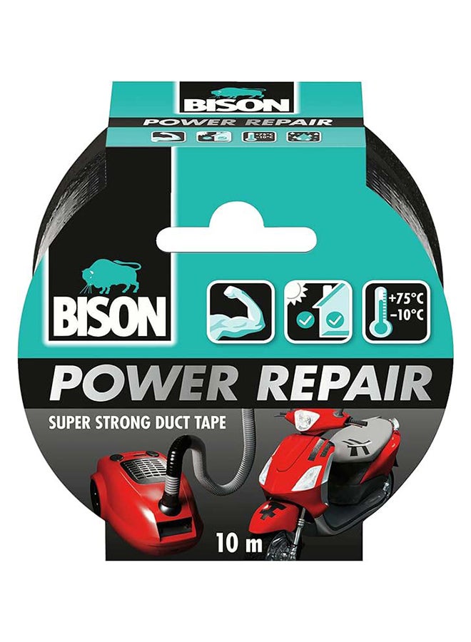 Bison Power Repair Tape Black 10 m, Super strong repair and duct tape for universal use with high initial tack - Image 1