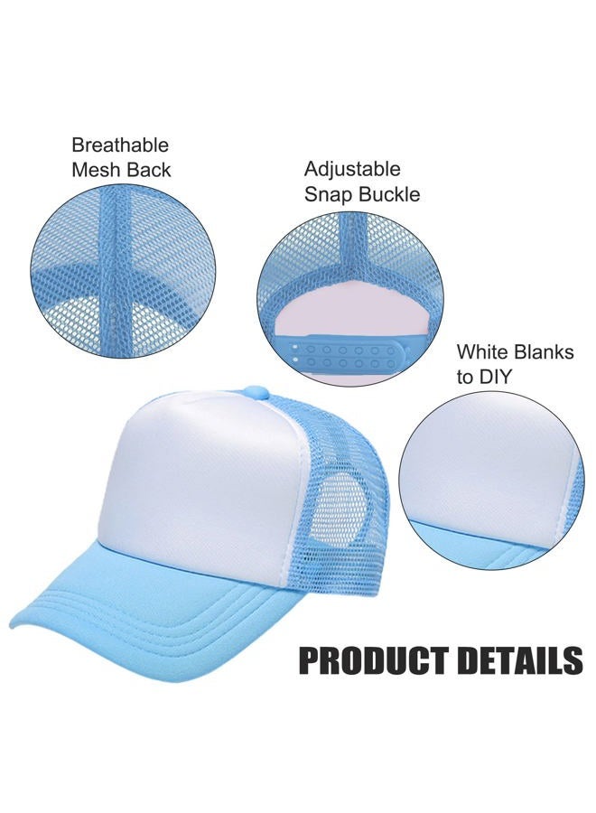 Outink 10 Pack Kids Mesh Baseball Cap Adjustable Sublimation Blank Snapback Trucker Sun Hat for Sports Outdoor, 10pack-pink White, One Size - Image 3