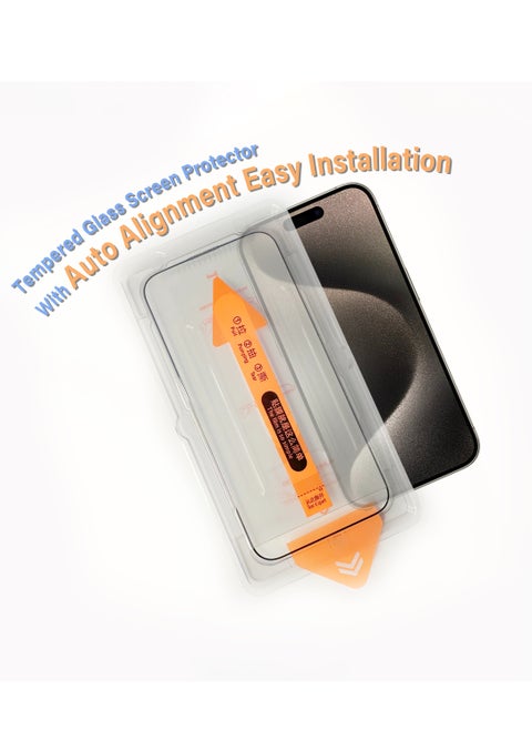 Tempered Glass Screen Protector With Auto Alignment Easy Installation For Apple iPhone 15 Pro Clear