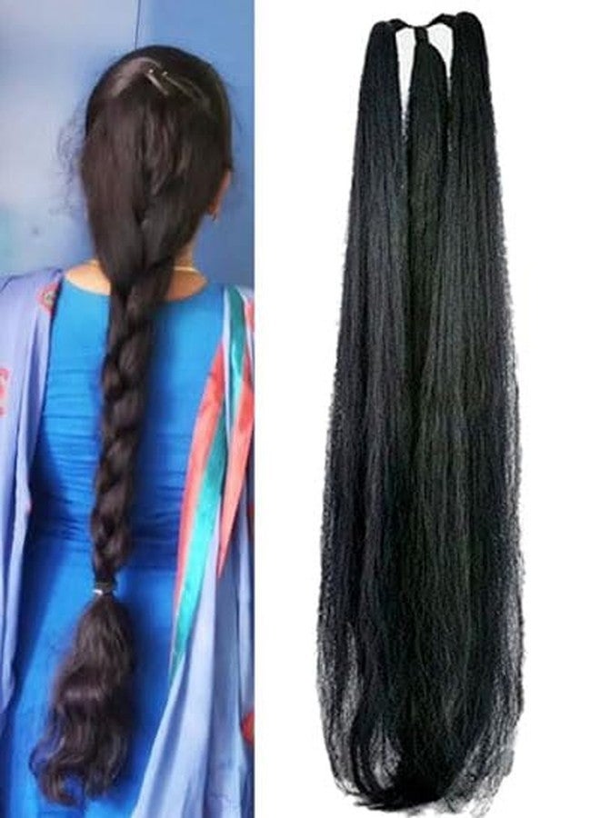 GIRISA Long Paranda Choti Look, Straight Hair Extensions, Natural Black, 24inch Length - Image 1