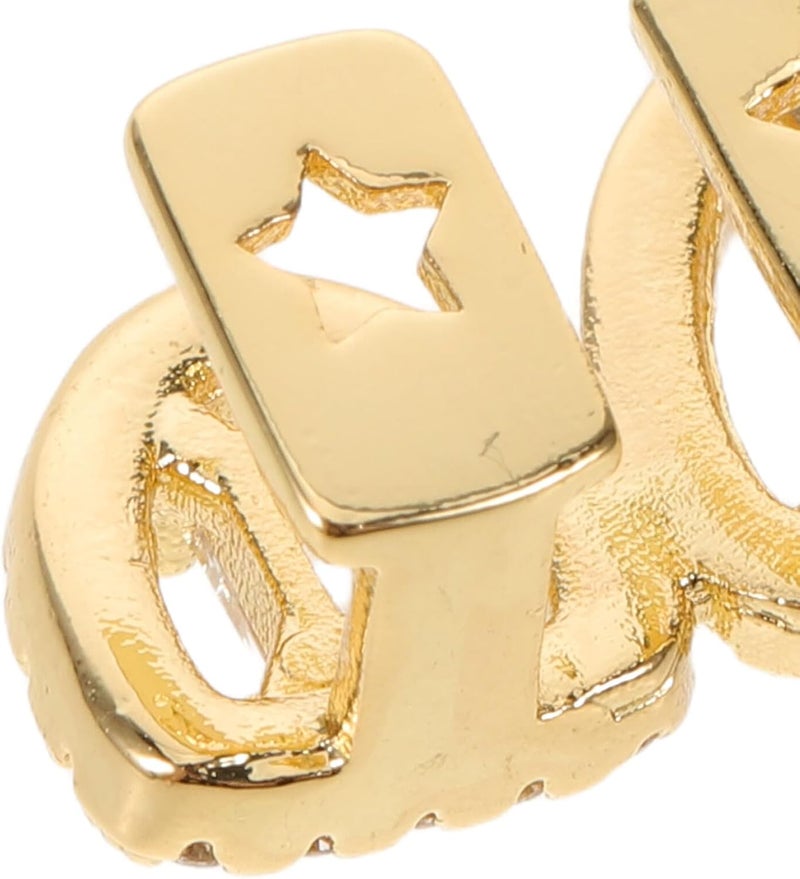 Hip Hop Tooth Grill Double Hollow out Metal Caps with Large Zircon Bling, Gold Color Dental Jewelry for Adults, Rapper Accessories for Costume and Cosplay - Image 3