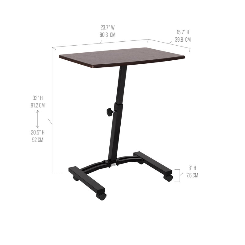 Seville Classics WEB162 Mobile Laptop Computer Desk Cart Height-Adjustable from 20.5" to 33", Slim, Walnut - Image 2