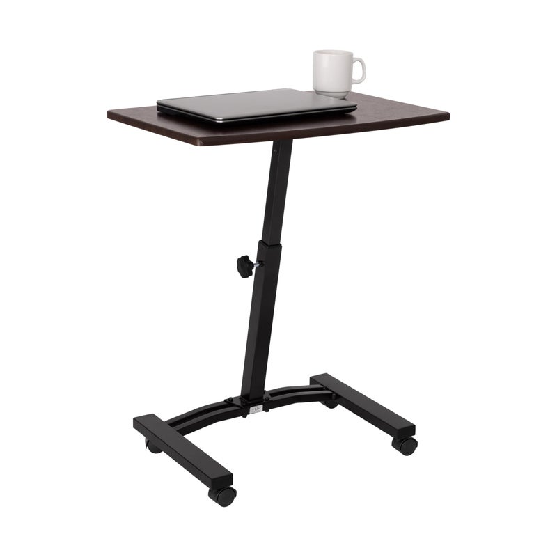 Seville Classics WEB162 Mobile Laptop Computer Desk Cart Height-Adjustable from 20.5" to 33", Slim, Walnut - Image 1