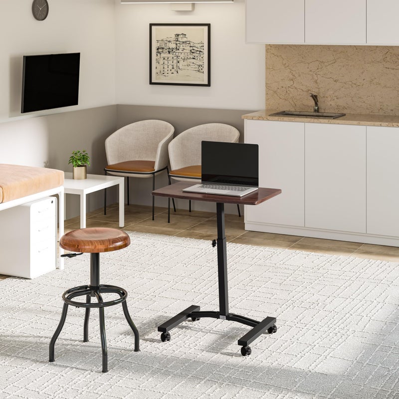 Seville Classics WEB162 Mobile Laptop Computer Desk Cart Height-Adjustable from 20.5" to 33", Slim, Walnut - Image 4