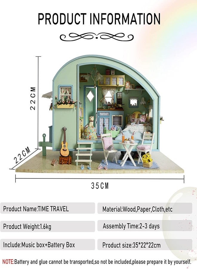 CUTEROOM DIY Miniature Wooden Caravan Dollhouse Kit with Furniture - Creative Mini Doll House Craft for Adults, Teens - Perfect Christmas Birthday Gift - Image 2