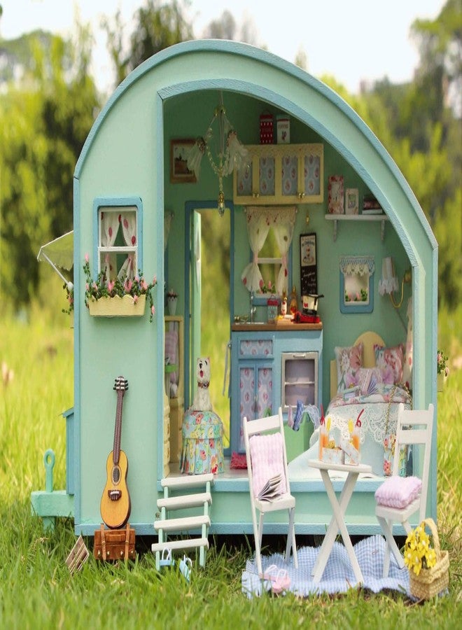CUTEROOM DIY Miniature Wooden Caravan Dollhouse Kit with Furniture - Creative Mini Doll House Craft for Adults, Teens - Perfect Christmas Birthday Gift - Image 3