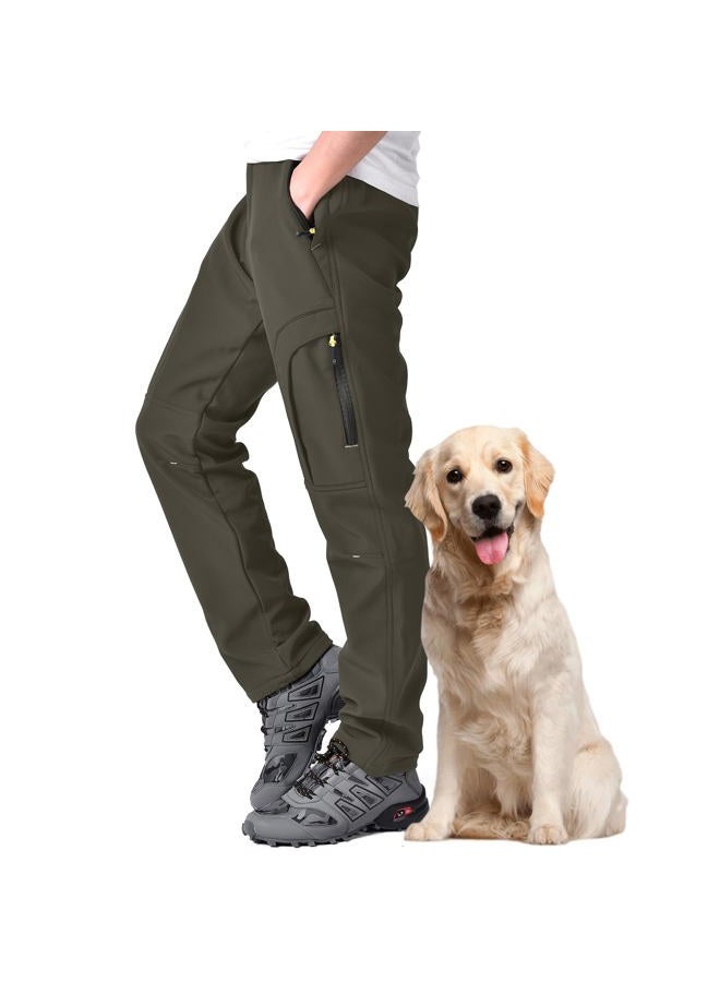 Toomett Men's Snow Pants Skiing Winter Insulated Soft Shell Outdoor Fleece Lined Hiking Pants with Zipper Pockets,MH4409,Earth Tone,34 - Image 1