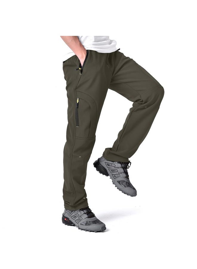 Toomett Men's Snow Pants Skiing Winter Insulated Soft Shell Outdoor Fleece Lined Hiking Pants with Zipper Pockets,MH4409,Earth Tone,34 - Image 2