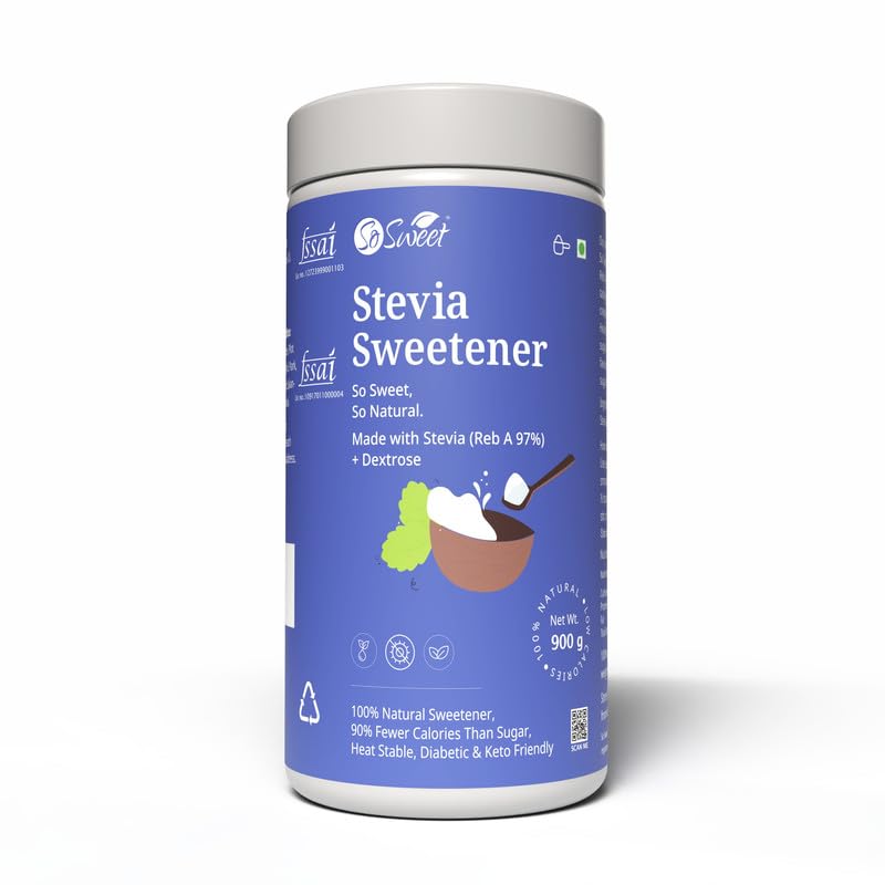 So Sweet Stevia Powder, Sugar-Free Sweetener, 900gm, Keto Friendly, Zero Calorie, Safe for Diabetics, Perfect for Cooking, Baking, and Sweetening, Ideal for Low-Carb Diets - Image 1
