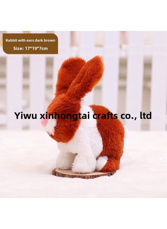 Shake The Sound Of Electric Plush Rabbit Small White Rabbit Cute Will Call Will Jump Twist Bottom Simulation Plush Stall Supply-Color:Spell Ears Rabbit Dark Brown  - Image 1