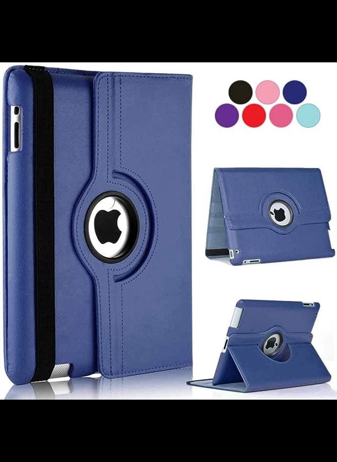 IAF 360 Degree Rotating Stand [Auto Sleep/Wake] Folio Leather Smart Cover Case for Apple iPad (iPad Pro 9.7" 2016, Navy Blue)