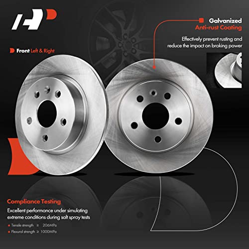 A-Premium 10.55 inch (268mm) Rear Solid Disc Brake Rotors + Ceramic Pads Kit Compatible with Select Buick and Chevy Models - Encore 13-17, Cruze 11-15, Cruze Limited 16, Sonic 13-16, Trax 13-17, 6-PC - Image 4