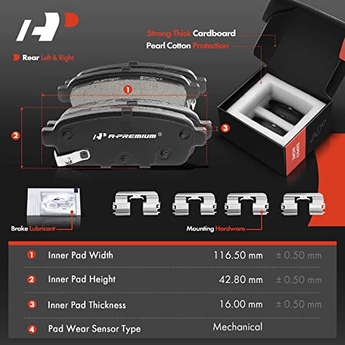 A-Premium 10.55 inch (268mm) Rear Solid Disc Brake Rotors + Ceramic Pads Kit Compatible with Select Buick and Chevy Models - Encore 13-17, Cruze 11-15, Cruze Limited 16, Sonic 13-16, Trax 13-17, 6-PC - Image 3