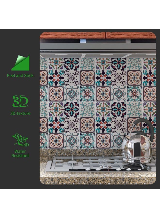 LONGKING Peel and Stick Backsplash Tile Stickers, Maximum Blue Green Tile for Kitchen, Stick on Wall Tiles (10 Sheets) - Image 2