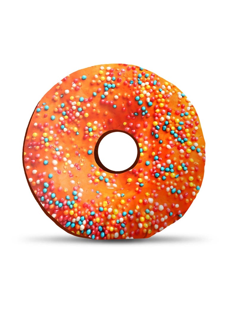 MUKESH HANDICRAFTS MUKESH HANDICRAFTS Velvet Fabric Donut Plush Pillow Cushion for Kids Boys Girls Multicolor Design 2 14x14 inches 