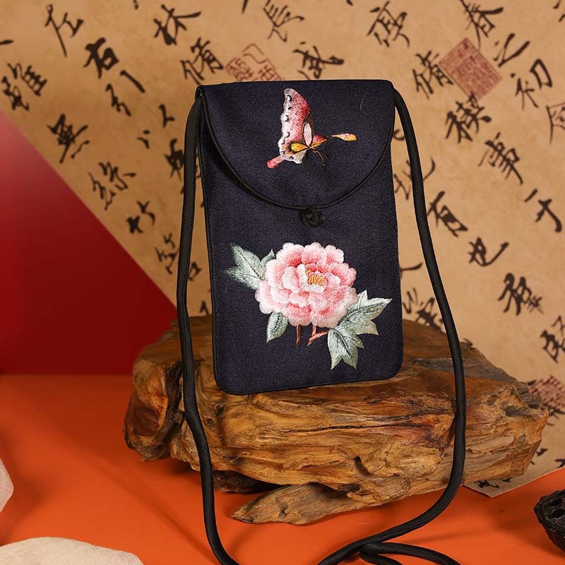 Mid-Autumn Festival Gift New Chinese Style Su Embroidery Mobile Phone Bag Embroidered Mobile Phone Bag Women'S Crossbody Small Bag Chinese Style Mobile Phone Bag - Image 1