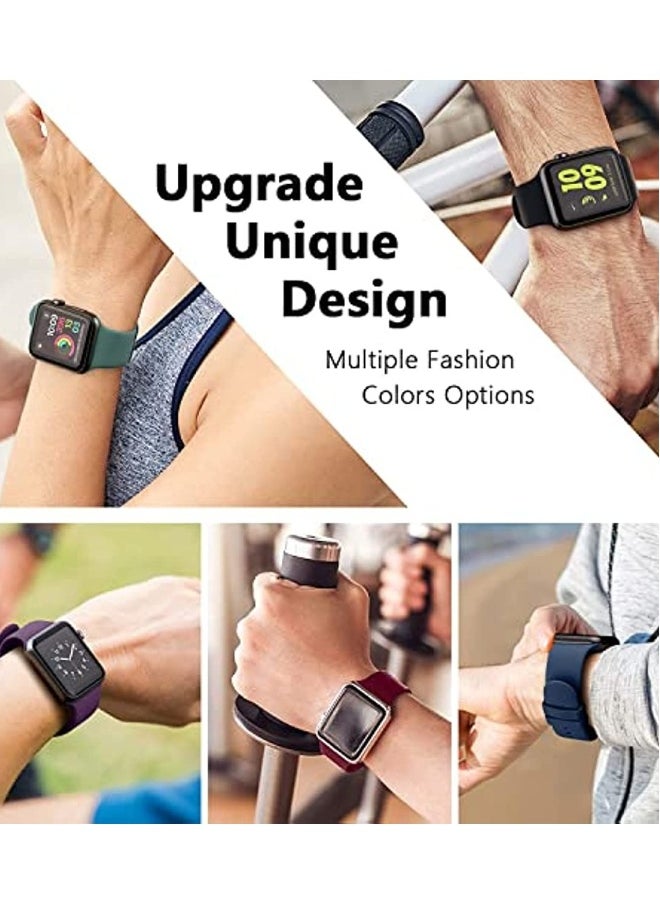 NIBEMINENT - 6 Pack sport Silicone Bands Compatible with Apple Watch Band 49mm 45mm 44mm 42mm for Women Men,Waterproof Replacement Strap  for iwatch Series 9, Ultra 2/Ultra SE/SE 2nd Generation 8 7 6 5 4 3 2 1 - Image 1