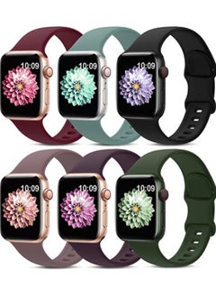 6 Pack sport Silicone Bands Compatible with Apple Watch Band 49mm 45mm 44mm 42mm for Women Men,Waterproof Replacement Strap  for iwatch Series 9, Ultra 2/Ultra SE/SE 2nd Generation 8 7 6 5 4 3 2 1