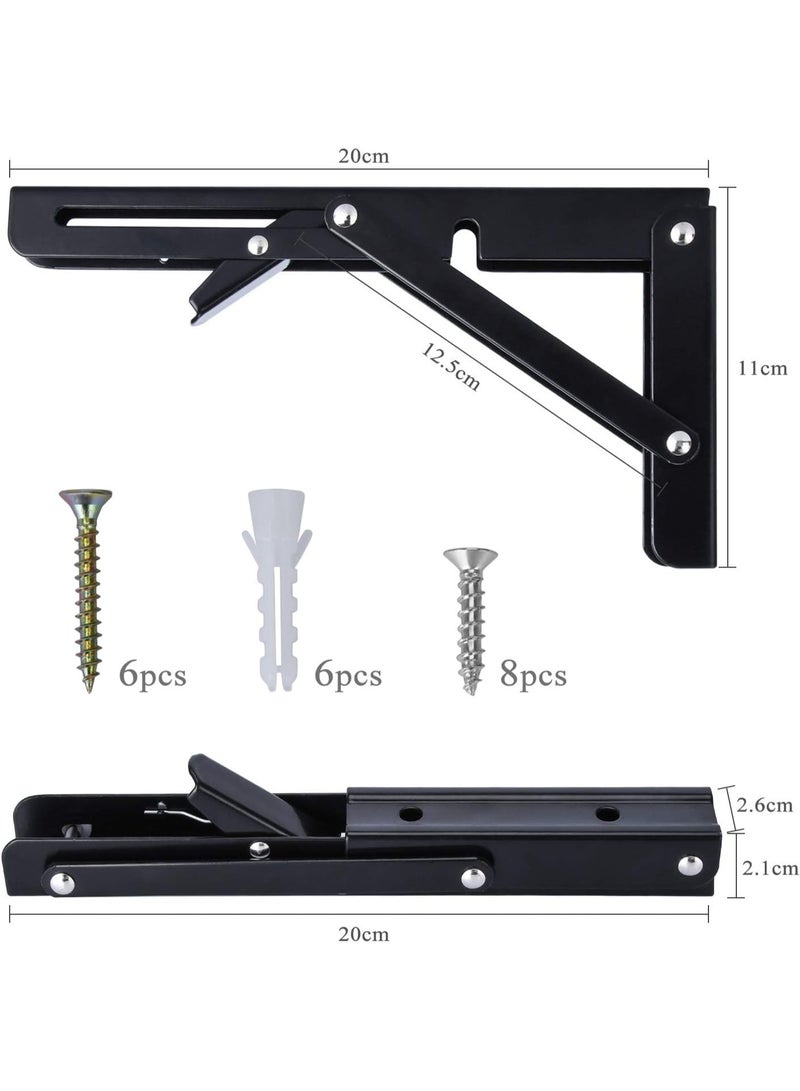 Relex Floating Shelf Brackets, 2PCS 8 Inch Wall Shelf Brackets, Metal Joint Angle Bracket, Heavy Duty Bracket Corner Brace Support for Hanging, DIY Wall Mounted Folding Table Hinge - Image 2