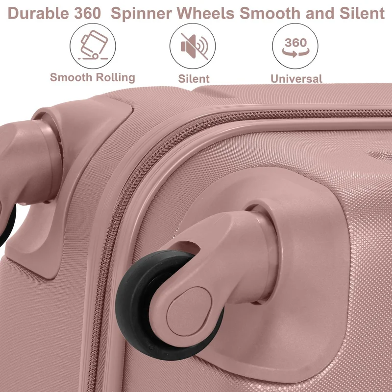 Senator Rose Gold Hard Case Travel Bag Large Checked Luggage Trolley ABS Lightweight Suitcase with 4 Spinner Wheels A1012, Rose  | Best Price UAE