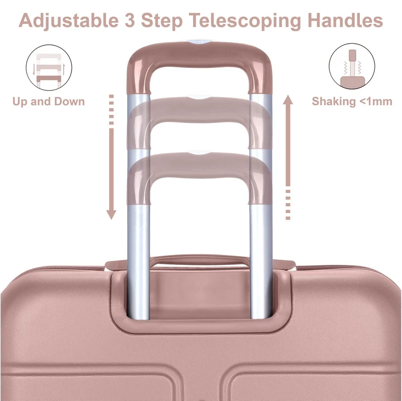 Senator Rose Gold Hard Case Travel Bag Large Checked Luggage Trolley ABS Lightweight Suitcase with 4 Spinner Wheels A1012, Rose  | Best Price UAE
