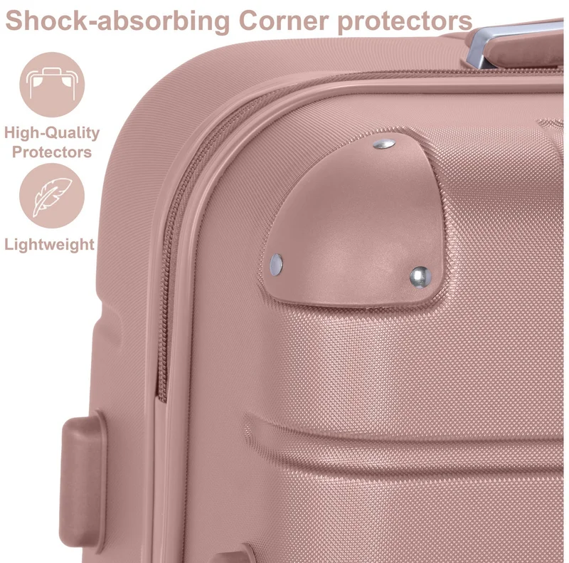 Senator Rose Gold Hard Case Travel Bag Large Checked Luggage Trolley ABS Lightweight Suitcase with 4 Spinner Wheels A1012, Rose  | Best Price UAE