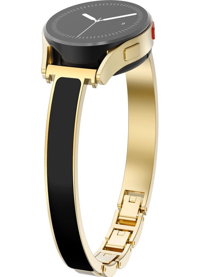 WINGLE Compatible for Samsung Galaxy Watch 7 6 5 4 FE Band 40mm 44mm Women 5 Pro 45mm, Slim Bands Thin Jewelry Dressy Bracelet Designer Luxury Bangle Watch 6/4 Classic 47mm 43mm 46mm 42mm, Gold/Black - Image 1