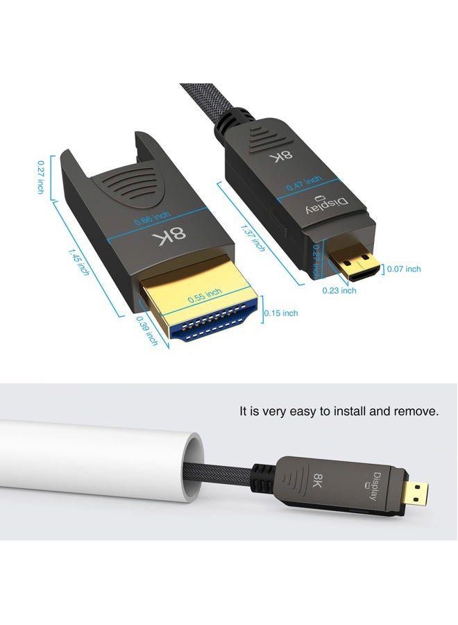 BIFALE 8K Fiber Optic HDMI 2.1 Cable 25ft, Detachable 8K HDMI 2.1 Cable Support eARC, 48Gbps, 8K@60Hz, 4K@120Hz with Dual Micro HDMI for RTX 3080/3090, Xbox Series X, PS5, Denon AV Receiver - Image 2