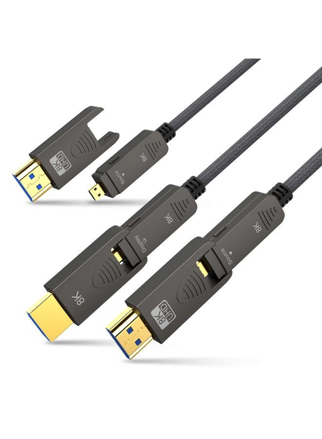 BIFALE 8K Fiber Optic HDMI 2.1 Cable 25ft, Detachable 8K HDMI 2.1 Cable Support eARC, 48Gbps, 8K@60Hz, 4K@120Hz with Dual Micro HDMI for RTX 3080/3090, Xbox Series X, PS5, Denon AV Receiver - Image 1