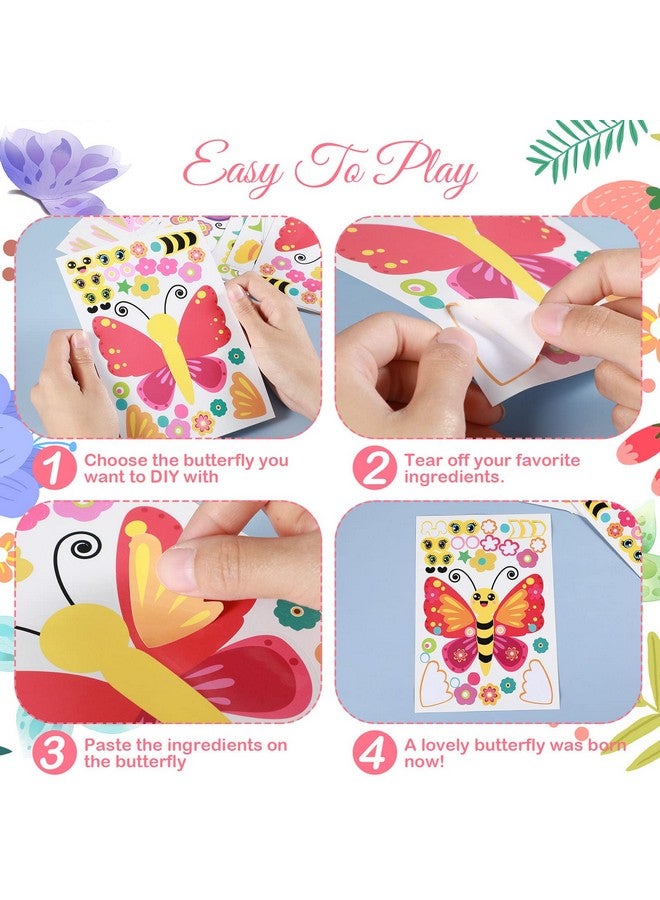 Pajean 30 Pack Butterflies Stickers For Kids 5 Designs Butterfly Crafts Make A Face Stickers Diy Mix And Match Make Your Own Decals For Festival Gifts Rewards Arts Projects Party Favors Games School Summer - Image 4