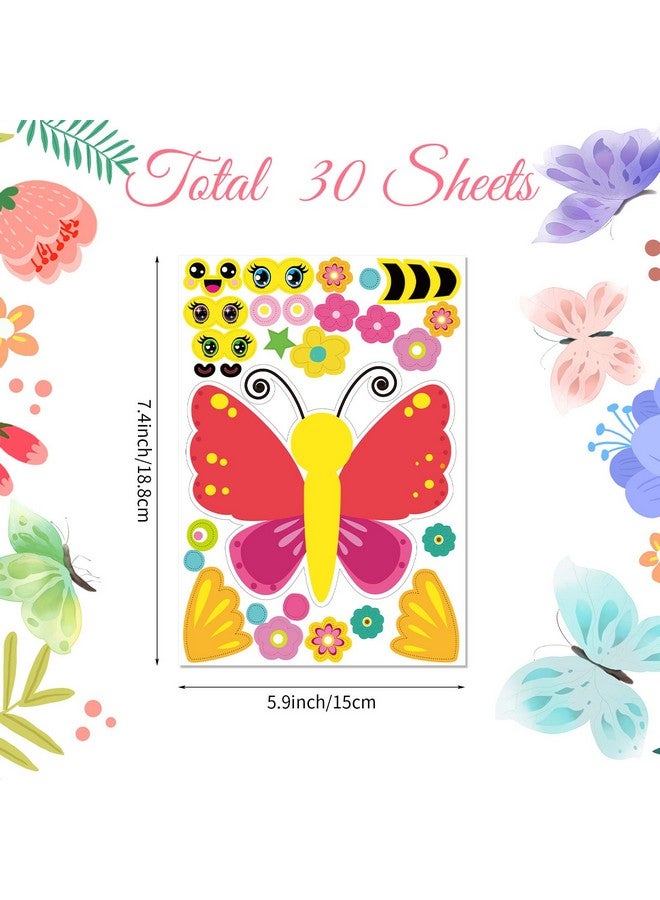 Pajean 30 Pack Butterflies Stickers For Kids 5 Designs Butterfly Crafts Make A Face Stickers Diy Mix And Match Make Your Own Decals For Festival Gifts Rewards Arts Projects Party Favors Games School Summer - Image 3