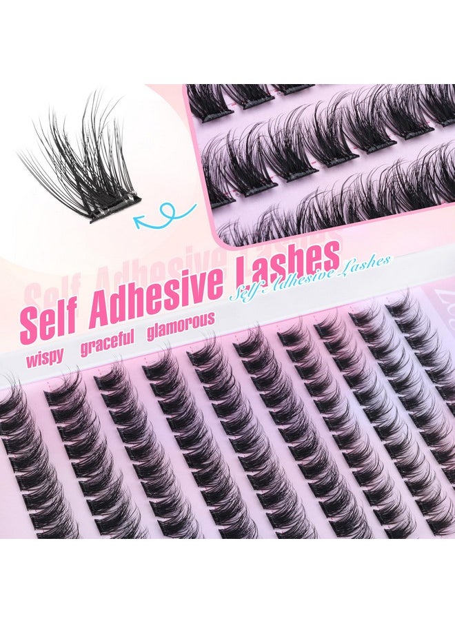 Zegaine - Zegaine Self Adhesive Eyelashes Natural Look Self Adhesive Lash Clusters Reusable Natural Cluster Lashes Clear Band Individual Short Eyelashes Wispy C Curl Self Adhesive Lashes No Glue Needed 10-14MM - Image 1