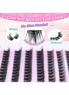 Zegaine Zegaine Self Adhesive Eyelashes Natural Look Self Adhesive Lash Clusters Reusable Natural Cluster Lashes Clear Band Individual Short Eyelashes Wispy C Curl Self Adhesive Lashes No Glue Needed 10-14MM  - Image 2