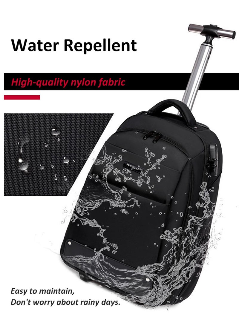 18 Inch Trolley Backpack, Carry-on Luggage Wheeled Laptop Business Travel Office Backpack Students Schoolbag, Water Resistant & Lockable &Hidden shoulder straps Rolling Backpack  - Image 5