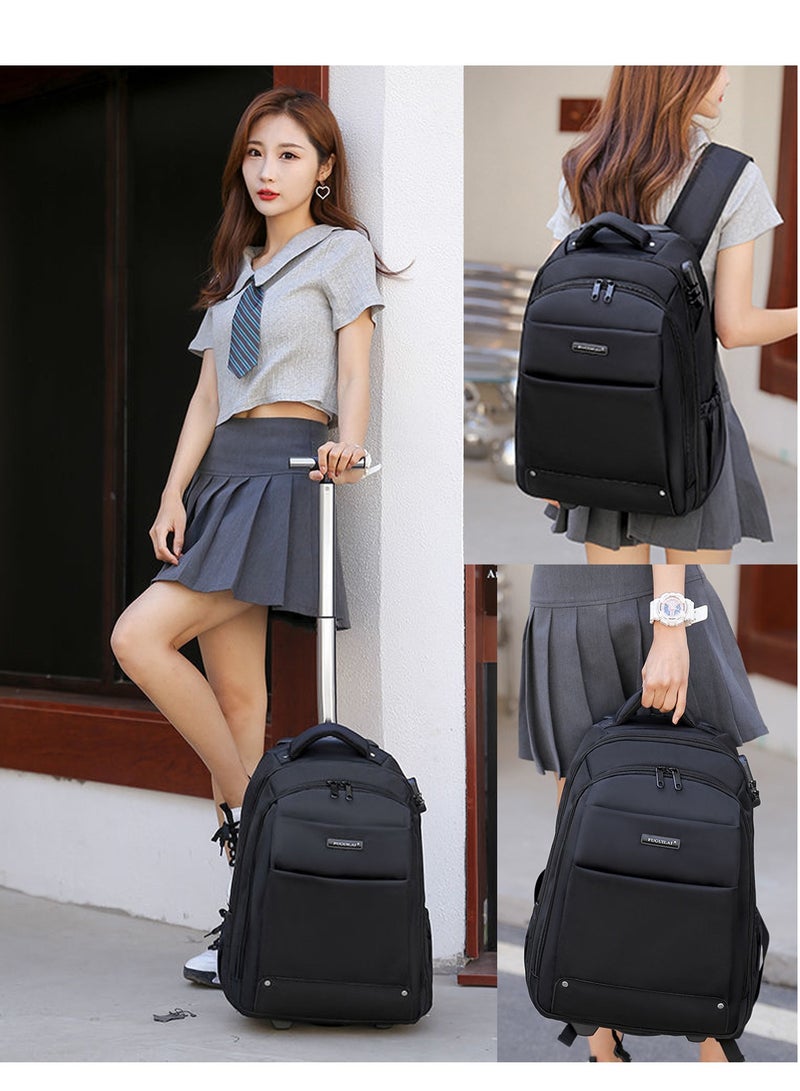 18 Inch Trolley Backpack, Carry-on Luggage Wheeled Laptop Business Travel Office Backpack Students Schoolbag, Water Resistant & Lockable &Hidden shoulder straps Rolling Backpack  - Image 2