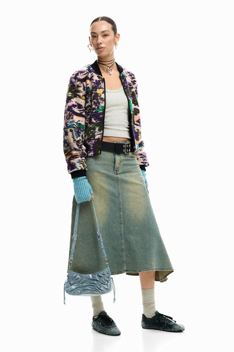 DESIGUAL حقيبة كتف صغيرة مصنوعة من قماش الدنيم - Image 2