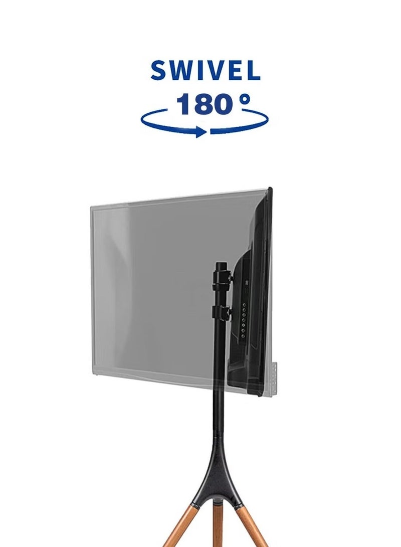 WALALLA Artistic Easel TV Stand for 32-70 Inch LED LCD Screens, Adjustable Studio Display Stand with Swivel Mount and Sturdy Tripod Base, Black Bracket with Dark Walnut Legs - Image 3