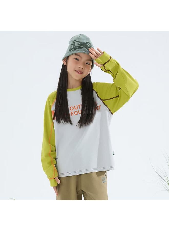 MIPO Mippo Autumn Kids T-shirt Stain-resistant Quick-dry Raglan Long Sleeve Lightweight Stretch Breathable Yellow 140cm - Image 2