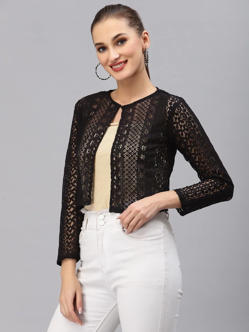 Style Quotient Women Black Solid Shrug - Image 3