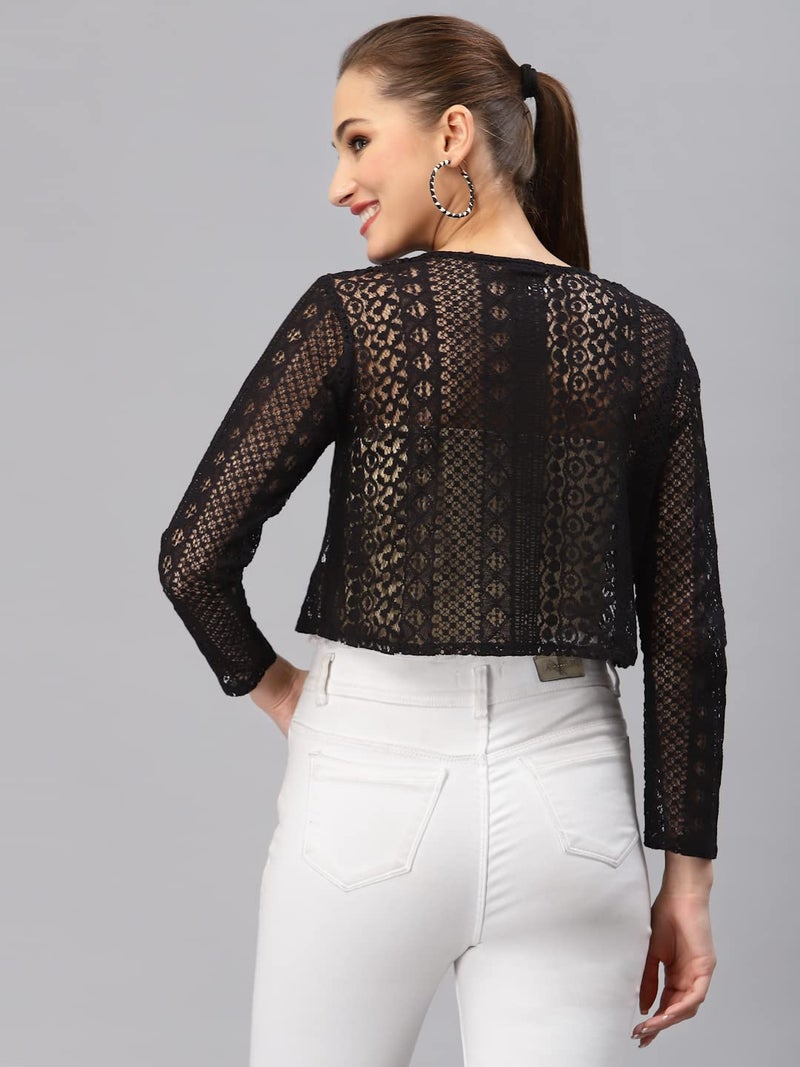 Style Quotient Women Black Solid Shrug - Image 4
