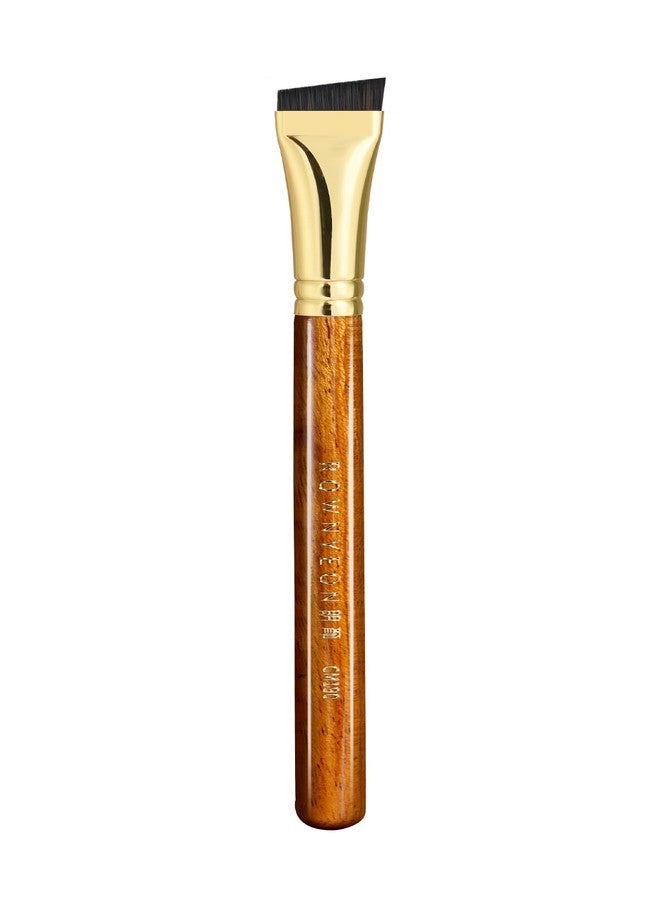 ROWNYEON Desert Oak Series MicroBlade Angled Brow Brush - 11mm Ultra-Fine Nylon Bristles for 1mm Hair Strokes, Pomade/Gel/Powder Application, Bubinga & Brass (CM 190) - Image 1