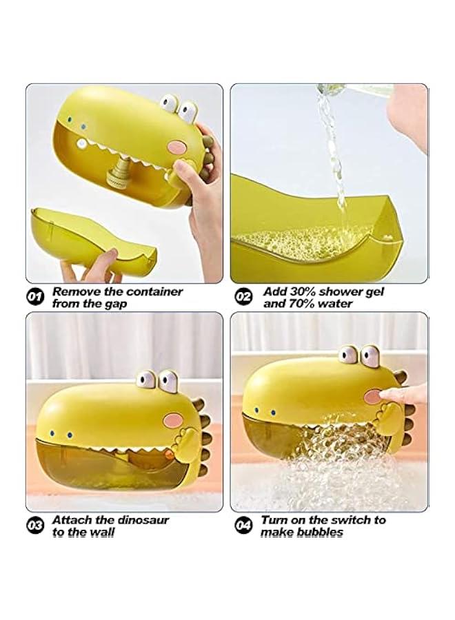Bubble Bath Toy, Bath Toys, Automatically Spit Bubbles Baby Bath Toys, Baby Bubble Machine for Tub and Plays 12 Children's Songs, Cute Dinosaur Bathtub Toys Bubble Maker for Toddlers, Green, 1 Pcs - Image 3