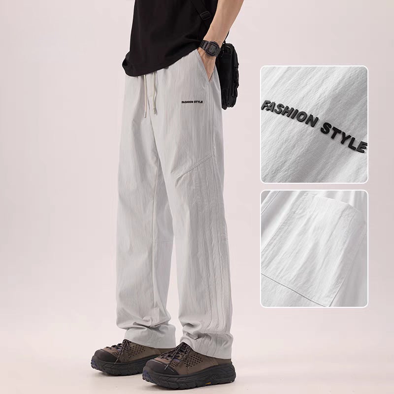 Summer Ice Silk Casual Pants Men'S Cool Sense Thin Breathable Loose Straight Outdoor Long Pants - Image 1