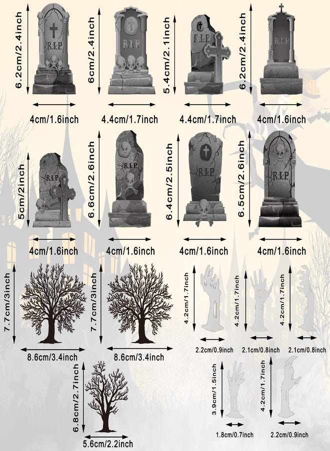 Whaline 37Pcs Halloween Cupcake Toppers Zombie Hand Tombstone Graveyard Cake Toppers Scary Halloween Toothpick Flags Table Centerpiece for Birthday Party Supplies Dessert Decorations - Image 2