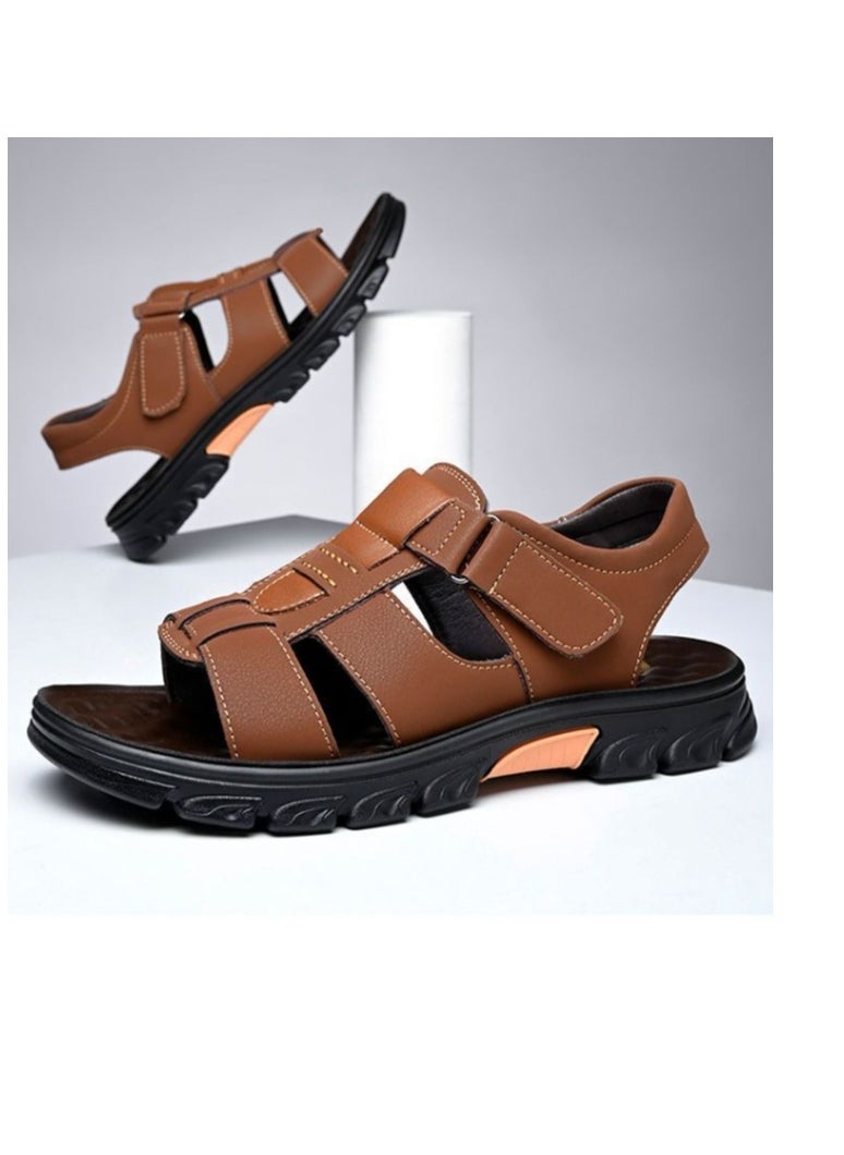 KUYING - New Casual Leather Soft Sole Anti Slip Versatile Beach Shoes With Thickened Soles Men's Shoes - Image 1